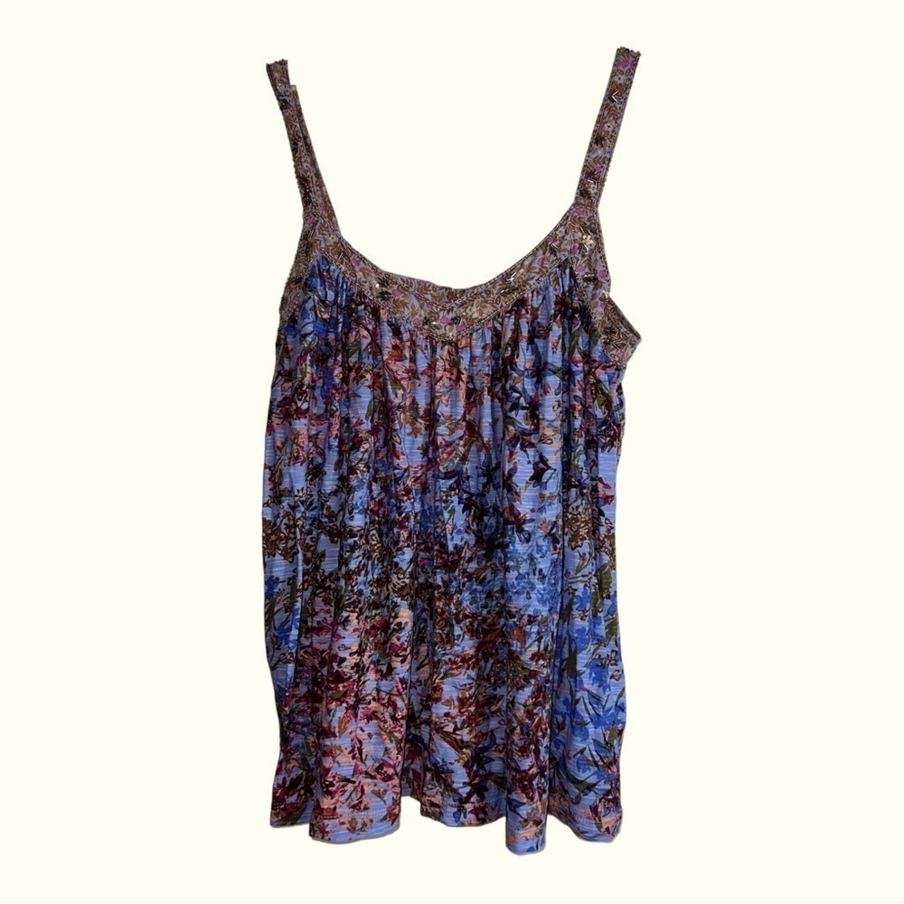 NEXT Multicolor Floral Print Embellished Sequins Straps Flowy Tank Top UK 12
